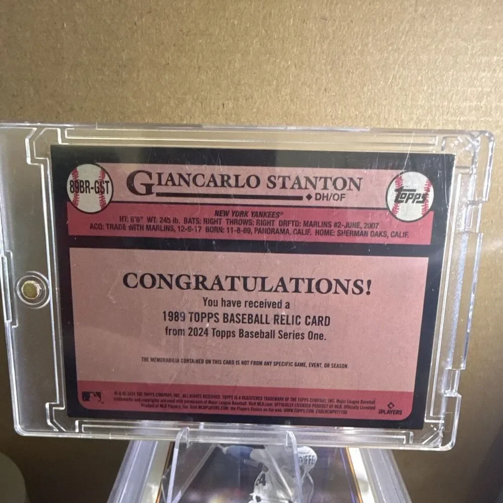 Topps 2024 Series 1 1989 Baseball Relics MEM Giancarlo Stanton Yankees
